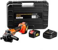 Болгарка GTM AGC18/125BL, 125мм, 18В, 3000-8500об/хв, 2x4Ah