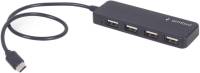 Разветвитель Gembird USB-C 4 ports USB 2.0 black UHB-CM-U2P4-01