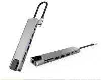 Разветвитель XoKo Type-C to RJ45+HDMI+2xUSB 3.0+ TF,SD reader+ PD Ty XK-AC550-SL