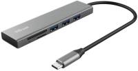 Разветвитель Trust HALYX FAST 3USB+CARD READER USB-C ALUMINIUM 24191_TRUST