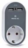 Зарядка REAL-EL USB-устройств + розетка CS-20