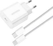 Зарядка ESSAGER USB-C PD20W + cable USB-C to USB-C white EFJB02-JSTT2-T