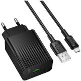 Зарядка BOROFONE USB QC3.0 + cable USB to Micro 5P black 6941991122651