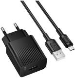 Зарядка BOROFONE BAS71A USB + cable USB to Micro 5P 2.1A black 6941991122590