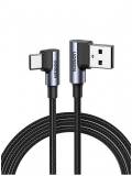 Кабель Ugreen USB 2.0 AM to USB-C 1.0m 3A 90° corner US176 black 20856