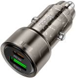 Зарядка HOCO 1xUSB-C PD38W + 1xUSB car adapter transparent Z52 6942007601740