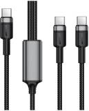 Кабель ACEFAST USB-C to 2xUSB-C 1.2m 100W nylon black 6974316285120