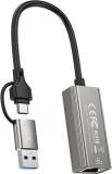 Сетевой адаптер XO USB-C + USB A to RJ45 Ethernet 100Mbps HUB018.black