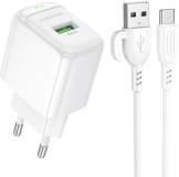 Зарядка BOROFONE 1xUSB QC3.0 18W + cable UAB-A to USB-C BAS42A whit 6941991113802
