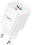 Зарядка HOCO C147A Charm 1xUSB-C PD20W + 1xUSB QC3.0 White 6942007630276