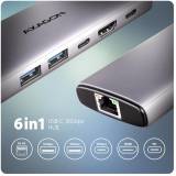 Разветвитель AXAGON USB-C to 2xUSB-A + 1xUSB-C + HDMI + RJ45 + PD100W HMC-6G2L