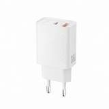 Зарядка XO QC16U 1xUSB-C PD30W + 1xUSB QC3.0 GaN white XO-QC16U
