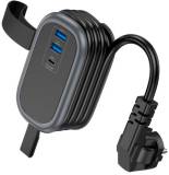 Фильтр HOCO NS6 1 роз, 2 USB, USB-C, 30W, 1.1м, Black NS6B