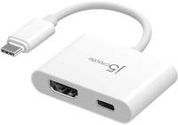 Аксессуар J5Create USB-C M to HDMI F + USB-C F PD100W white JCA152-N