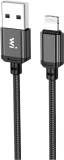 Кабель Wibrand USB 2.0 AM to Lightning 1.0m nylon black WI.DC/CO1B-UL