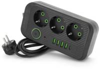 Фильтр VOLTRONIC F09U, 3 роз EU, 4USB Black F09U-Black