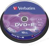 Подробнее о Verbatim DVD+R Disk 16x 4.7G CakeBox 10 silver 43498