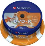 Диск Verbatim DVD-R Disc 16x 4.7Gb Cake Box Wide Inkjet Printable ID Brand 43538