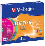 Подробнее о Verbatim Disk DVD-R Colour 4.7Gb 16x 5 Slim 43557