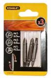 Бита STANLEY Биты двусторонние Ph1-SL5,Ph2-SL6,Pz1-Pz2, 48мм, 3шт STA61381