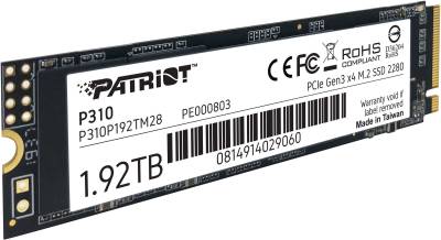 Накопитель Patriot P310 1.92TB M.2 2280 NVMe PCIe Gen3 x4 TLC P310P192TM28