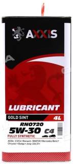 Масло Axxis 5W-30 C4 RN0720 Gold Sint 4L 021350378