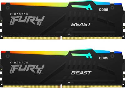 Память Kingston Fury Beast Black RGB DDR5 64GB (2x32GB) 5600MHz CL36 Kit KF556C36BBEAK2-64