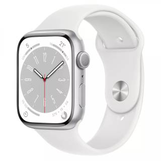 Часы Apple Watch Series 8 GPS 45mm Silver Aluminum Case with White S. Band MP6N3