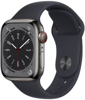 Часы Apple Watch Series 8 GPS + Cellular 45mm Graphite S. Steel Case w. Midnight S. Band MNKU3
