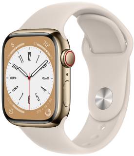 Часы Apple Watch Series 8 GPS + Cellular 45mm Gold S. Steel Case w. Starlight S. Band MNKM3