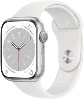 Часы Apple Watch Series 8 GPS + Cellular 45mm Silver Aluminum Case with White S. Band MP4J3
