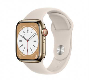 Часы Apple Watch Series 8 GPS + Cellular 41mm Gold S. Steel Case w. Starlight S. Band MNJC3