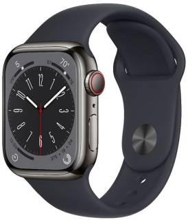 Часы Apple Watch Series 8 GPS + Cellular 41mm Graphite S. Steel Case w. Midnight S. Band MNJJ3