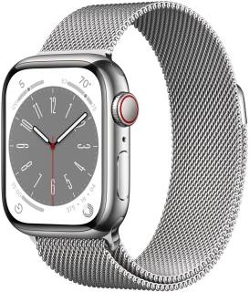 Часы Apple Watch Series 8 GPS + Cellular 41mm Silver S. Steel Case w. Milanese Loop Silve MNJ73/MNJ83