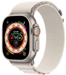 Часы Apple atch Ultra GPS + Cellular 49mm Titanium Case with Starlight Alpine Loop - Large MQF13/MQFT3
