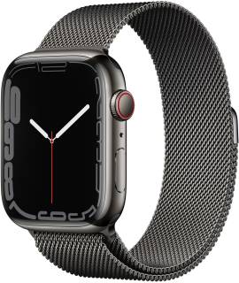 Часы Apple Watch Series 7 GPS + Cellular 45mm Graphite S. Steel Case w. Graphite Milanese Loop MKJJ3
