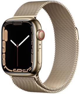 Часы Apple Watch Series 7 45mm LTE Silver Stainless Steel with Starlight Sport Band (MKJV3)
