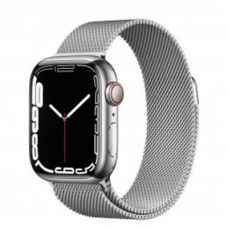 Часы Apple Watch Series 7 4G 41mm Silver Stainless Steel Case with Silver Milanese Loop (MKHX3)