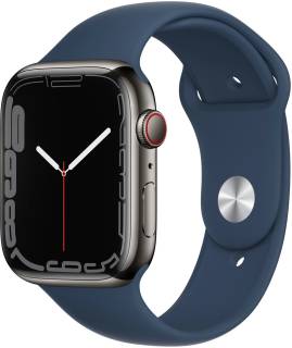 Часы Apple Watch Series 7 GPS + Cellular 41mm Graphite Stainless Steel Case with Abyss Blue Solo Loop MKHJ3