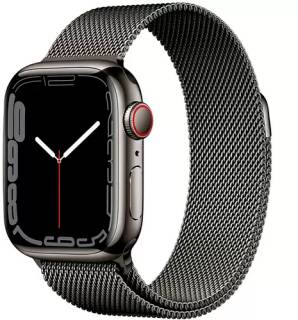 Часы Apple Watch Series 7 GPS + Cellular 41mm Graphite Stainless Steel Case with Graphite Milanese Loop MKHK3,MKJ23