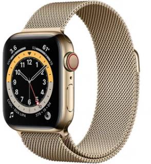 Часы Apple Watch Series 6 GPS + Cellular 44mm Gold Stainless Steel Case w. Gold Milanese L. M07P3/M09G3