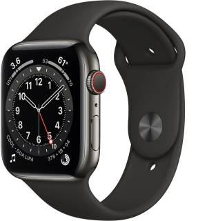 Часы Apple Watch Series 6 GPS LTE M07Q3 44mm Graphite Stainless Steel Case with Black Sport Band M07Q3/M09H3
