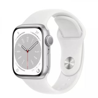 Apple Watch Series 8 GPS 41mm Silver Aluminum Case with White S. Band MP6L3