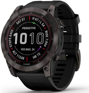 Часы Garmin fenix 7X Sapph Sol Carbon Gray DLC Ti w/Black, GPS 010-02541-11
