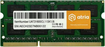 Оперативная память ATRIA So-Dimm DDR3 8GB 1600MHz CL11 UAT31600CL11SK1/8