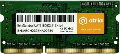 Память ATRIA So-Dimm DDR3 4GB 1600MHz CL11 UAT31600CL11SK1/4