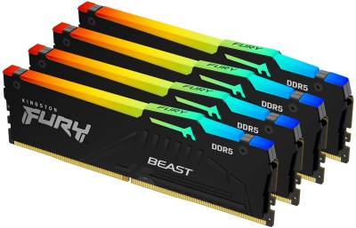 Оперативная память Kingston FURY Beast Black RGB XMP DDR5 128GB (4x32GB) 5600MHz CL40 Kit KF556C40BBAK4-128