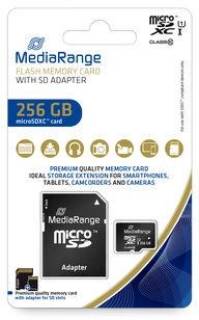 Карта памяти MediaRange microSDXC 256GB Class 10 + SD адаптер (MR946)