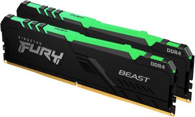 Память Kingston FURY Beast Black RGB XMP DDR4 64GB (2x32GB) 3200MHz CL16 Kit KF432C16BB2AK2/64