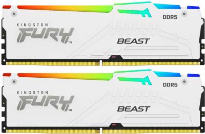 Память Kingston FURY Beast White RGB XMP DDR5 64GB (2x32GB) 5200MHz CL40 Kit KF552C40BWAK2-64
